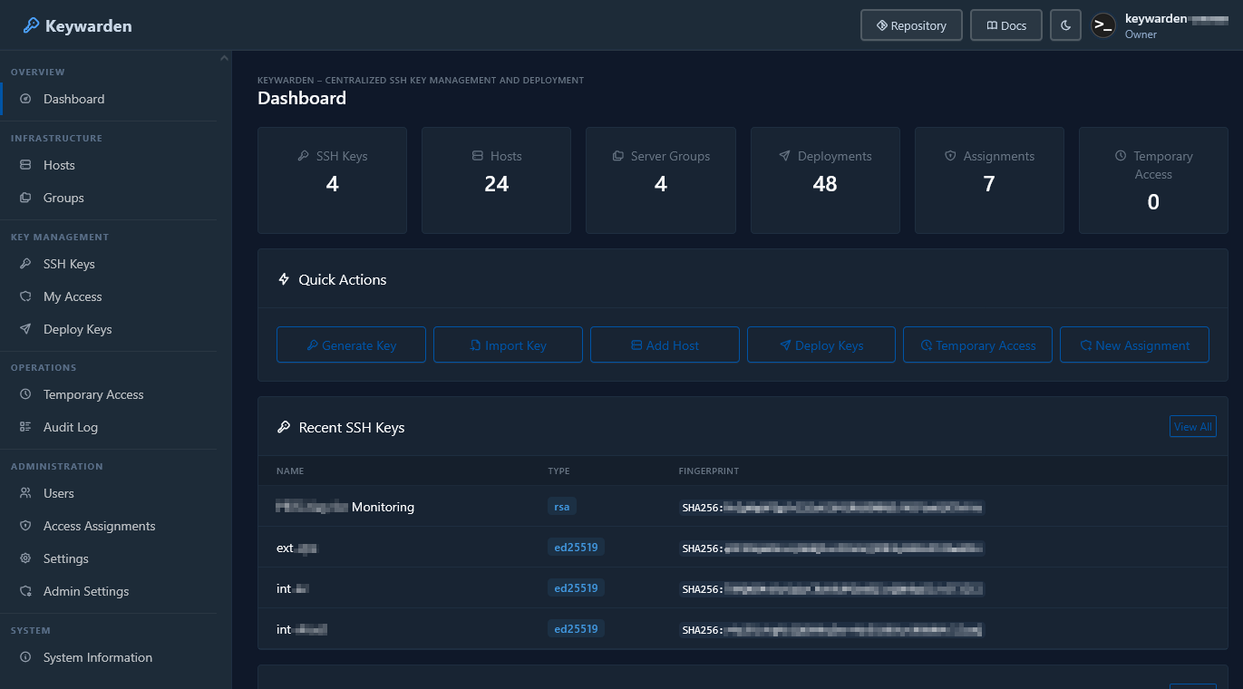 Keywarden Dashboard